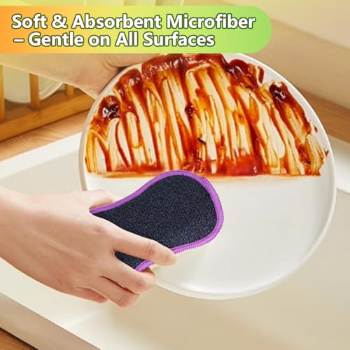 GLIMGLINT 12 Pack Multicolor Non-Scratch Microfiber Dish Sponges