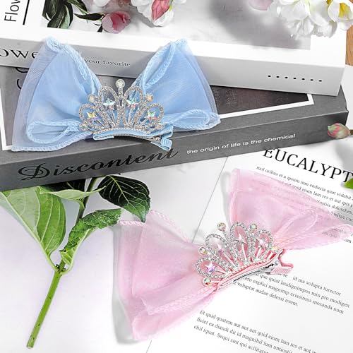 Ymapinc Butterfly Bow Tulle Crown Hair Clips 2Pcs Metal Snap Pins