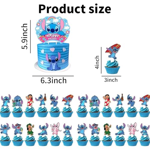25PCS Cartoon Cake Toppers & Cupcake Decorations for Birthday Parties