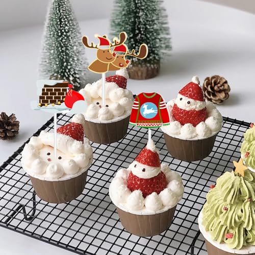 12-Pack Christmas Cupcake Toppers - Festive Cake Decorations