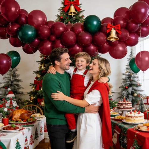 KUULBELA 110pcs Burgundy Red Balloons 12 Inch with Ribbons - Birthday & Party Decorations