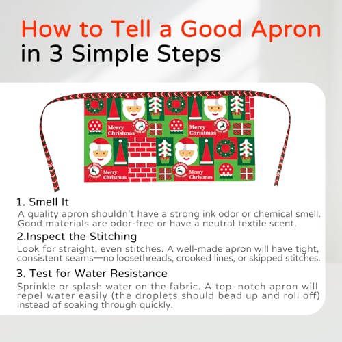 Cute Christmas Tree Waist Apron with Santa Claus Design - Waterproof Half Apron