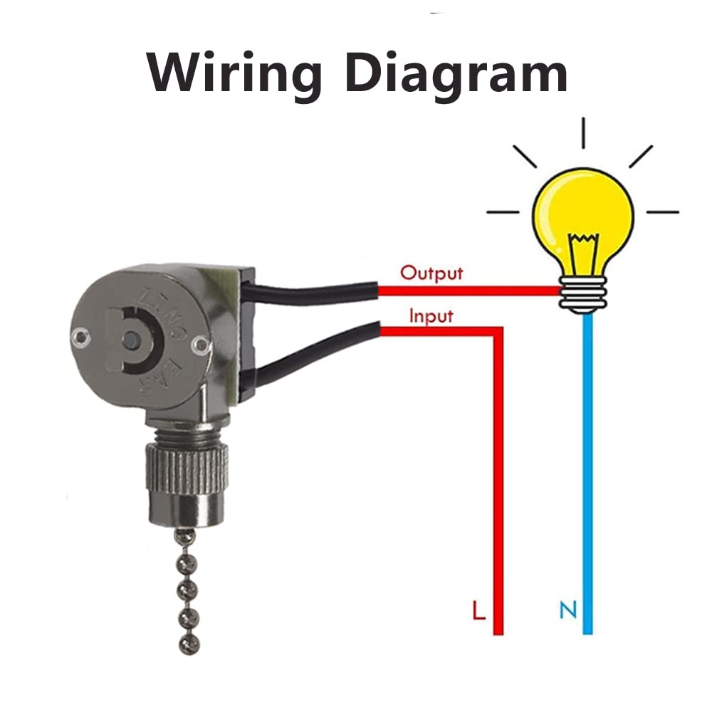 Ceiling Fan Light Switch ZE-109m Metal Pull Chain Switch,Two Wire Fan Switch For Ceiling Fan Light Fixture Replacement Parts- Gun Color