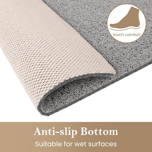 SoftDuo Non-Slip Shower Mat 24" x 16" - Soft Tub Mat in Grey