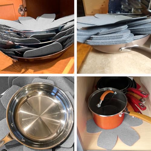 Pot and Pan Protectors Set - 6 Thick Felt Dividers in 3 Sizes