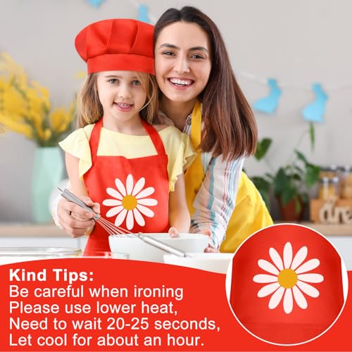 Kids Apron and Chef Hat Set - Adjustable Red Children's Baking Outfit