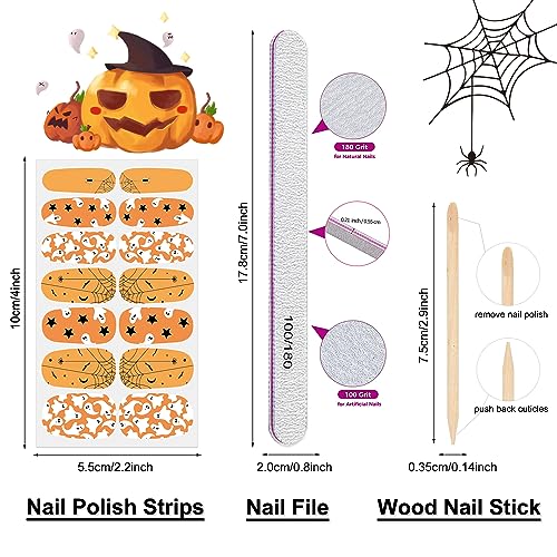DANNEASY Halloween Nail Polish Strips - 8 Sheets Self-Adhesive Nail Wraps