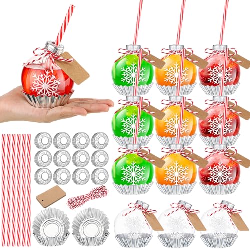 12Pcs Christmas Plastic Ball Bottle Decorations for Drinks - Snowflake Pattern