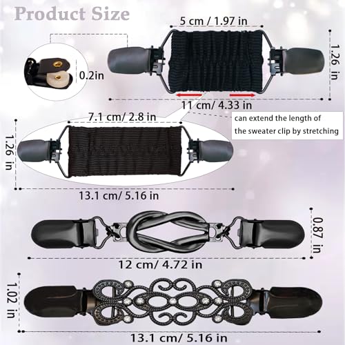 3PCS Black Elastic Waist Cincher Clips for Dresses & Sweaters