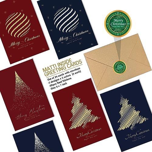 72-Pack Christmas Greeting Cards with Gold Foil Holiday Tree & Envelopes - Variation of THIS listing