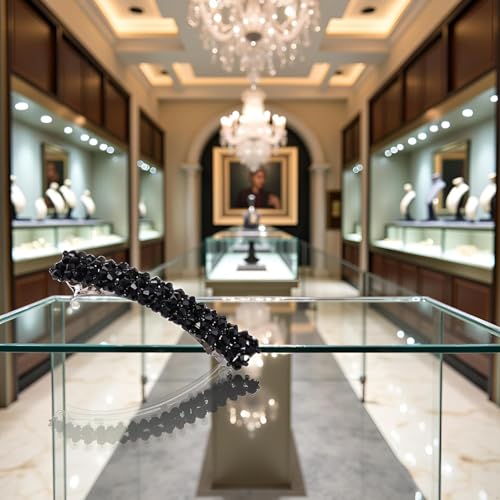 Black Rhinestone Hair Clips - Handmade Metal Crystal Barrette
