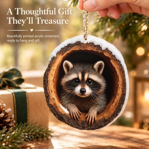 Raccoon Christmas Ornament - Woodland Animal Holiday Decor - RUSATEN Raccoon 3
