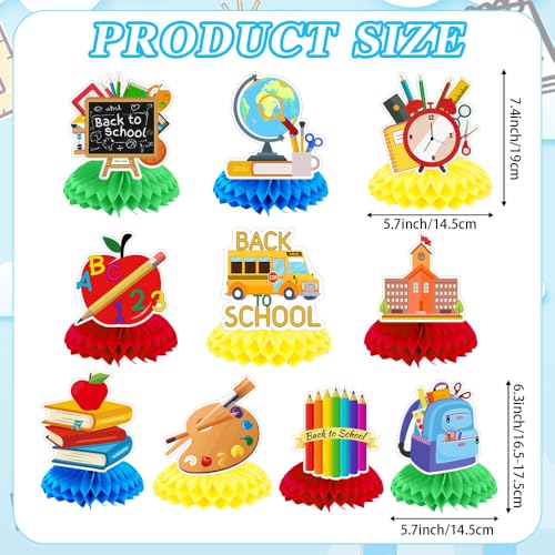 Back to School Blue Decorations Set - Honeycomb Ornaments & Classroom Centerpieces, 10 Pcs
