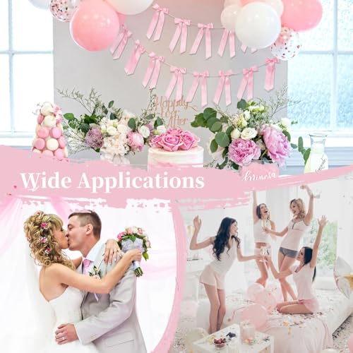 Pink Bow Garland Banners - 3 PCS 6.56FT for Weddings & Showers