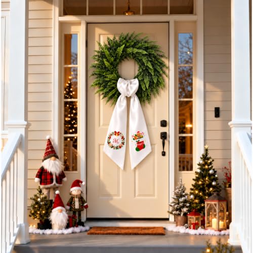 Christmas Wreath Sash 3-Piece Satin Holiday Door Decor - Red & Green