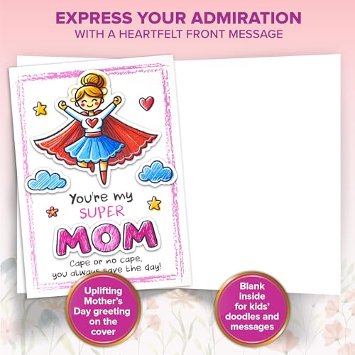 5x7 Mother's Day Card from Kids with Matching Envelope & Stickers