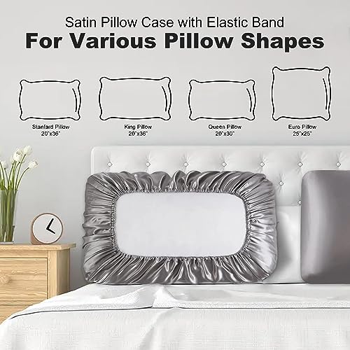 Silk Satin Pillowcases 2-Pack for Hair and Skin - Travel & DIY Sublimation Grey
