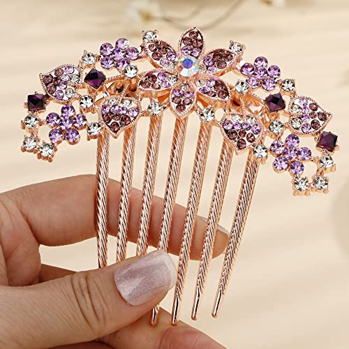 Missgrace Crystal Floral Wedding Hair Comb Rhinestone Bridal Side Comb