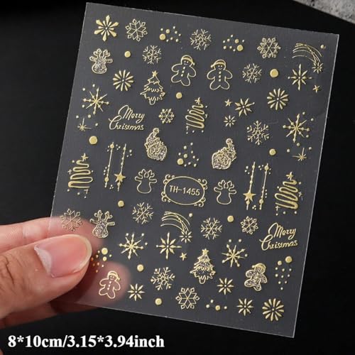 Christmas Nail Art Stickers 4 Sheets Self-Adhesive Winter Decals