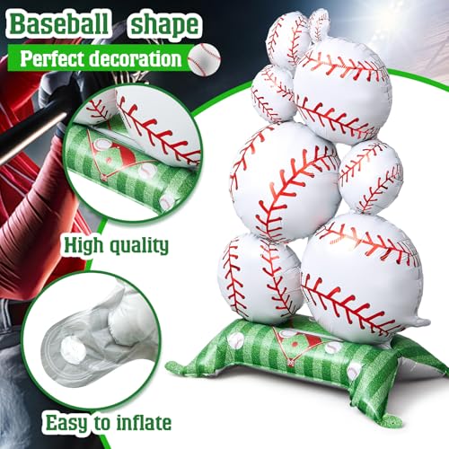 Soulchen 1 Pcs Giant Baseball Balloon - 3.5 ft Self-Standing Party Decoration