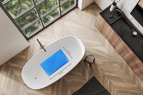 Splash Home Non-Slip Bathtub Mat, 27" x 14", Blue - Durable PVC with 112 Suction Cups
