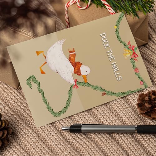 Funny Pun Duck Christmas Card - Eco-Friendly Holiday Greeting