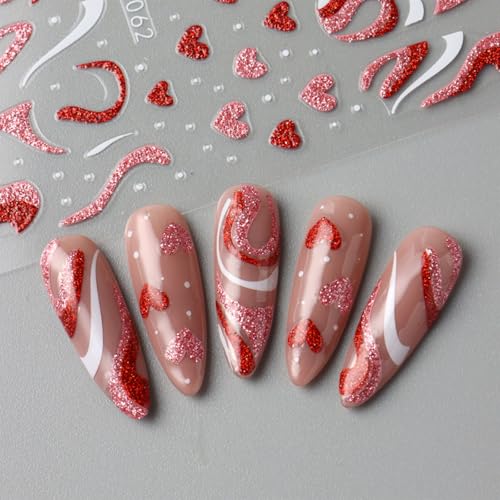 Valentine's Day Heart Nail Art Stickers 10 Sheets Self-Adhesive Decals