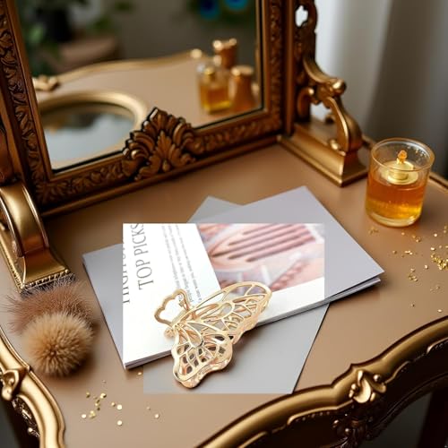 HODASHI Gold Butterfly Metal Hair Claw Clip for Thick Hair