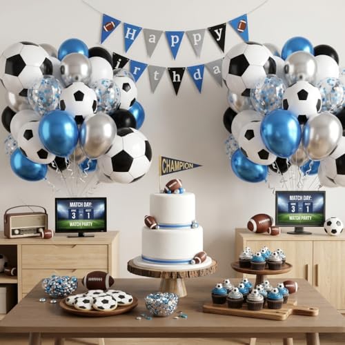 Football Party Balloon Set - 70Pcs Soccer Decorations with Foil Balloons