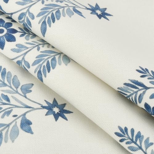Blue Floral Vintage Pillow Cover 18x18 - Cozy Linen, Quick-Dry