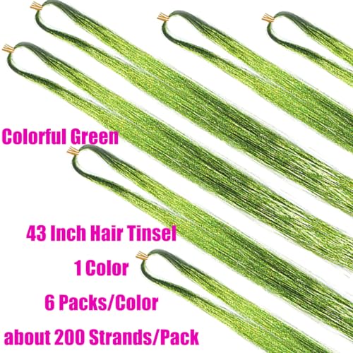 Hair Tinsel Kit with Tools - 1200 Strands Heat Resistant Glitter Hair Extensions