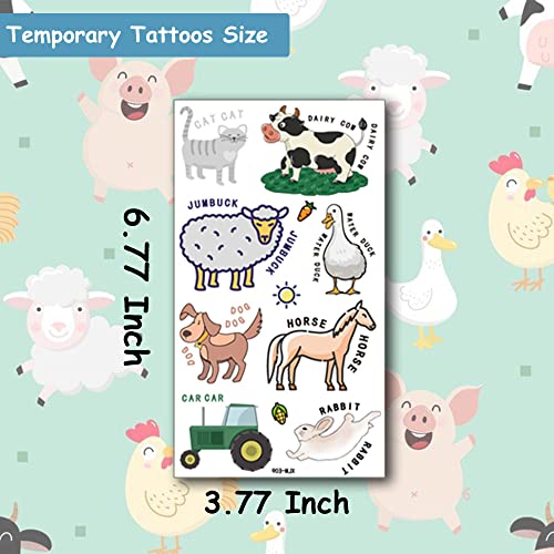 Hohamn Farm Animal Temporary Tattoos for Kids Birthday Party Favors