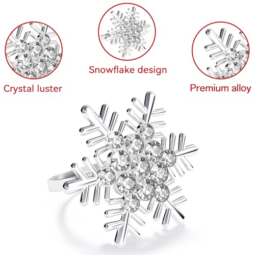Silver Snowflake Napkin Ring Set of 24 - Christmas Holiday Table Decor