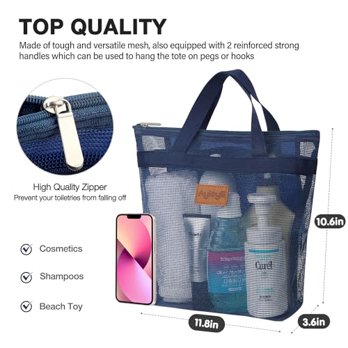 Hommtina Mesh Shower Caddy Bag, Quick-Dry Hanging Toiletry Organizer, 2 Pack