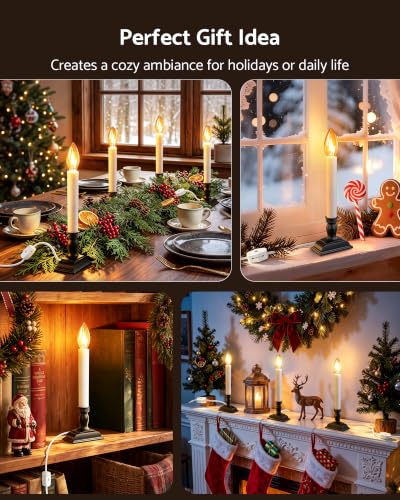 Electric Window Candles with Switch - 9.6 Inch LED Sconce Light - Black