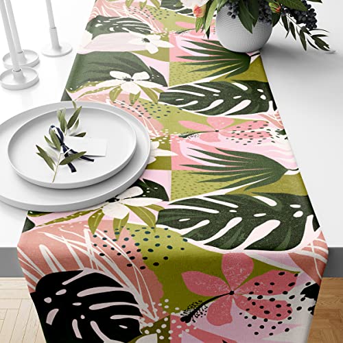 Multicolored Lovely Modern Palm Leaves Table Runner 13x72 Inch for Dining & Events