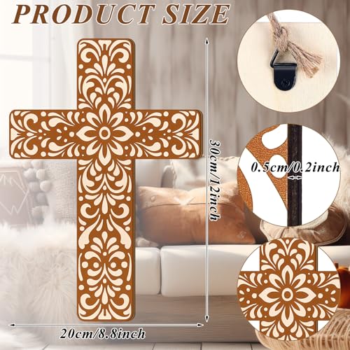 Maitys Floral Cross Wall Decor, Mexican Talavera Tile Pattern, 12-Inch