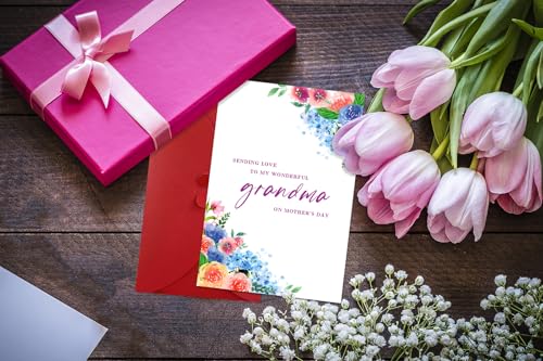 Floral Mother's Day Card for Grandma with Envelope from Grandkids