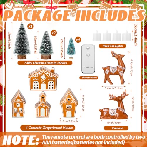 Christmas Village Ceramic Set with Gingerbread Houses & Mini Trees