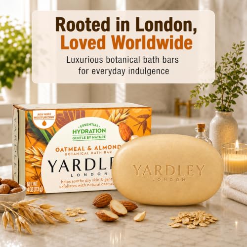 Yardley Oatmeal and Almond Bar Soap 4 Oz Moisturizing Bath Bar