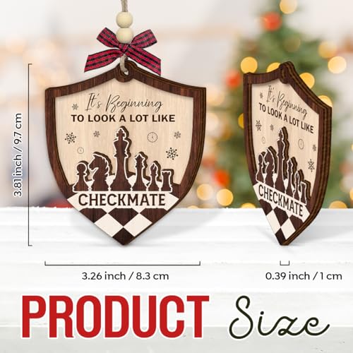Wooden Chess Ornament for Christmas Tree - Holiday Chess Gift for Men & Women