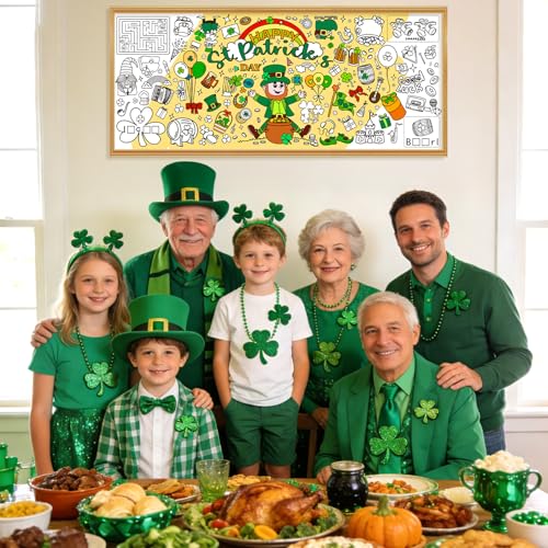 St. Patrick's Day Coloring Tablecloth for Kids - 72" x 30"