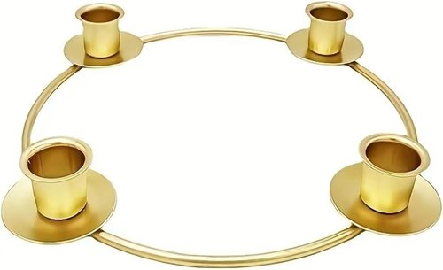Advent Wreath Candle Holder - Gold Taper Candle Rings for Christmas | 4-Candle Design for Holiday Decor