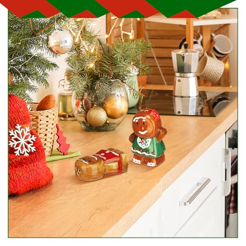 Christmas Gingerbread Man Salt and Pepper Shaker Set - Brown, 2 Pcs