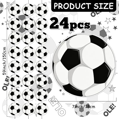 OHOME Black White Soccer Birthday Party Decorations - 24pcs Soccer Banner, Easy Hang, Reusable for World Cup 2026