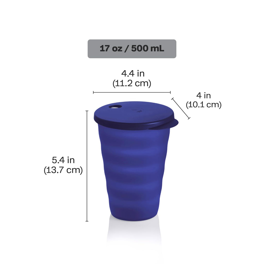 Tupperware Impressions Tumbler Setin Multicolor, 4 Count, Dishwasher Safe and BPA Free (4 Tumblers, 4 Lids, 17 fl oz each)