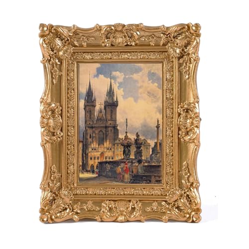 Antique Gold Picture Frame 2.5x3.5 - Vintage Ornate Design for Tabletop & Wall Display