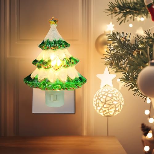 Christmas Tree Night Light Plug In Wall Decor LED Kids Bedroom Lamp