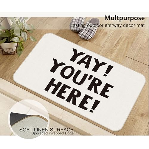 Udinaz Funny Welcome Doormat - You're Here Entrance Mat, Indoor Outdoor, 17x30 Inches, Variation 9