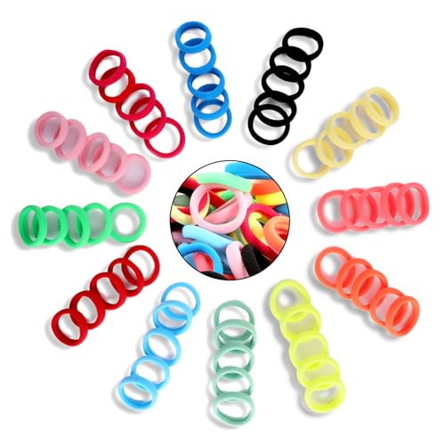 120PCS Soft Cotton Seamless Hair Ties - Assorted Colors Ponytail Holders